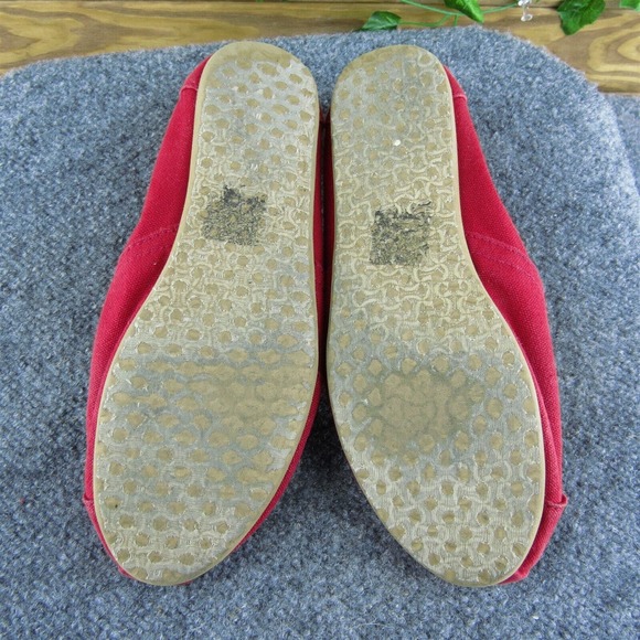 TOMS Women Flat Shoes Red Fabric Slip On Size 8 Medium - Picture 8 of 10
